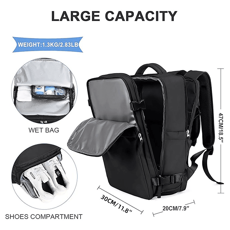 Waterproof Travel Backpack Outdoor Sports Shoulder Bag Hiking Camping Daypack - Grey