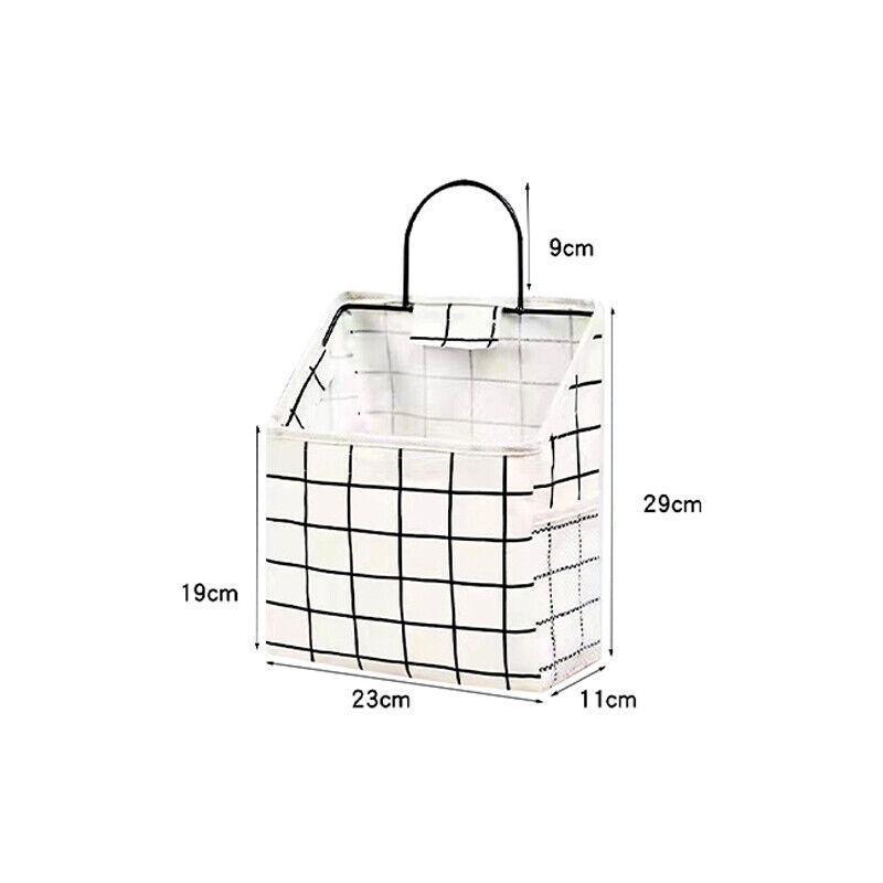 Wall Hanging Storage Bag Home Wardrobe Organiser Pouch Book Holder Phone Pocket - Grey Triangle