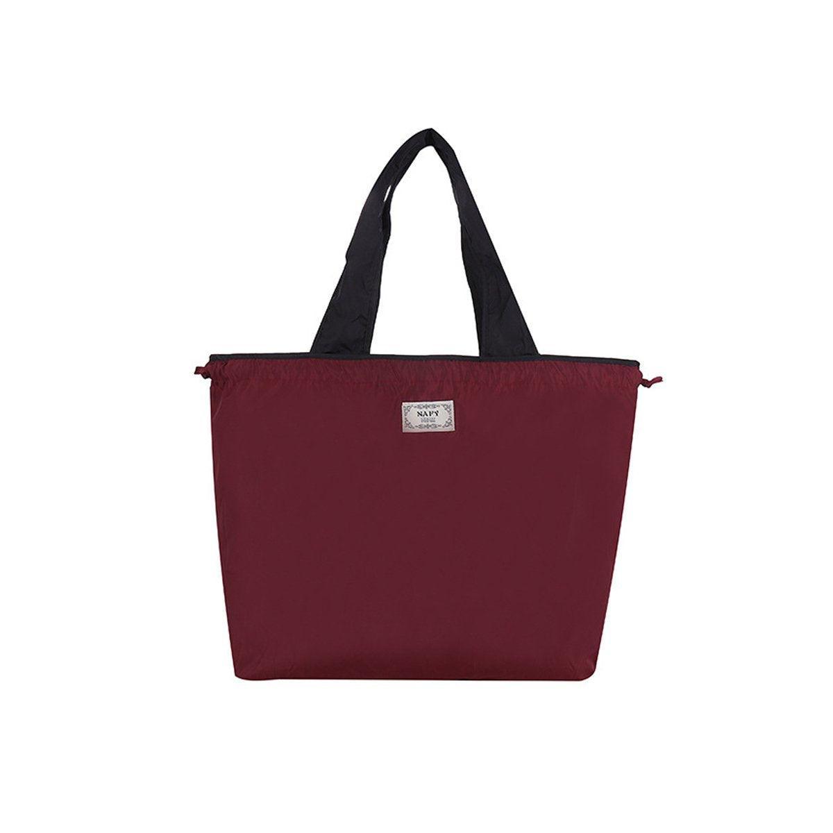 Ultra-Light Foldable Large Capacity Portable Shopping Bag with Drawstring Mouth - Lake Blue - L