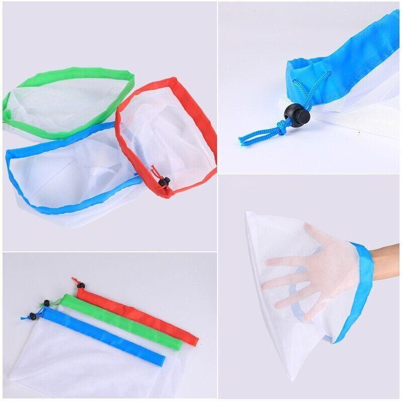 Up 15X Eco Friendly Reusable Mesh Produce Bags Superior Double Stitched Strength - 5PCS Large Blue