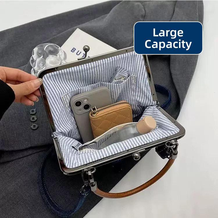 Small Handbag Women Tote Bag Cowboy Splicing Crossbody Shoulder Satchel Bag - Light Blue