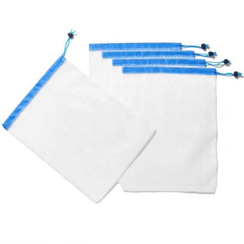 Up 15X Eco Friendly Reusable Mesh Produce Bags Superior Double Stitched Strength - 5PCS Medium Green