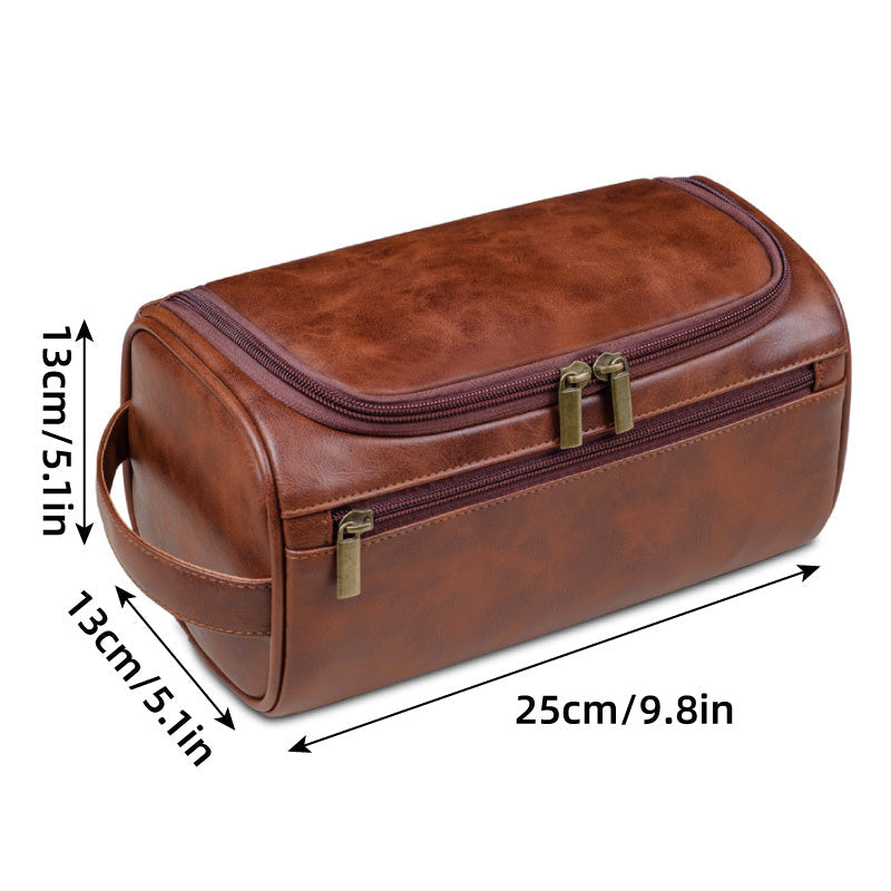 Large Capacity Waterproof Travel Toiletry Bag Cosmetic Organizer Multifunctional - Red Brown