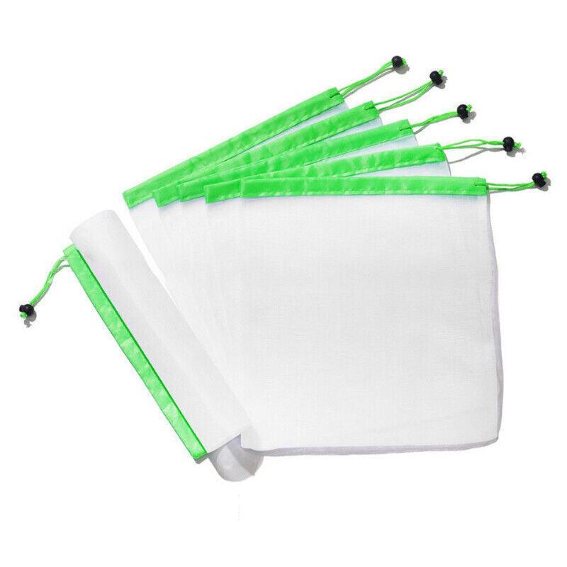 Up 15X Eco Friendly Reusable Mesh Produce Bags Superior Double Stitched Strength - 5PCS Small Red