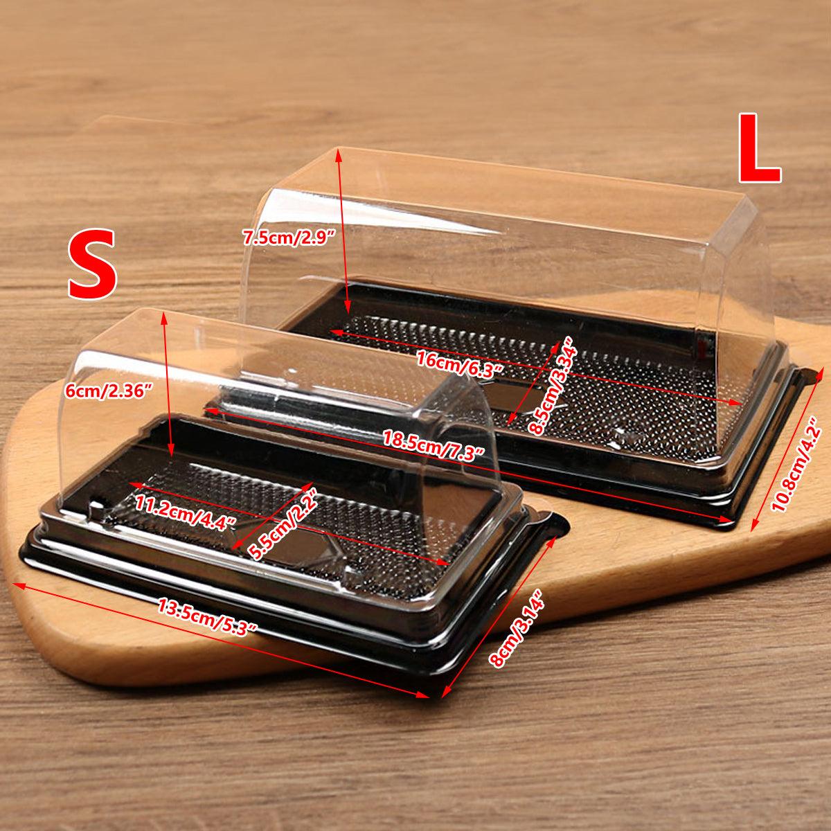 100pcs Transparent Long Arch Cake Box Baking Bread Omelet Packaging Container - Large