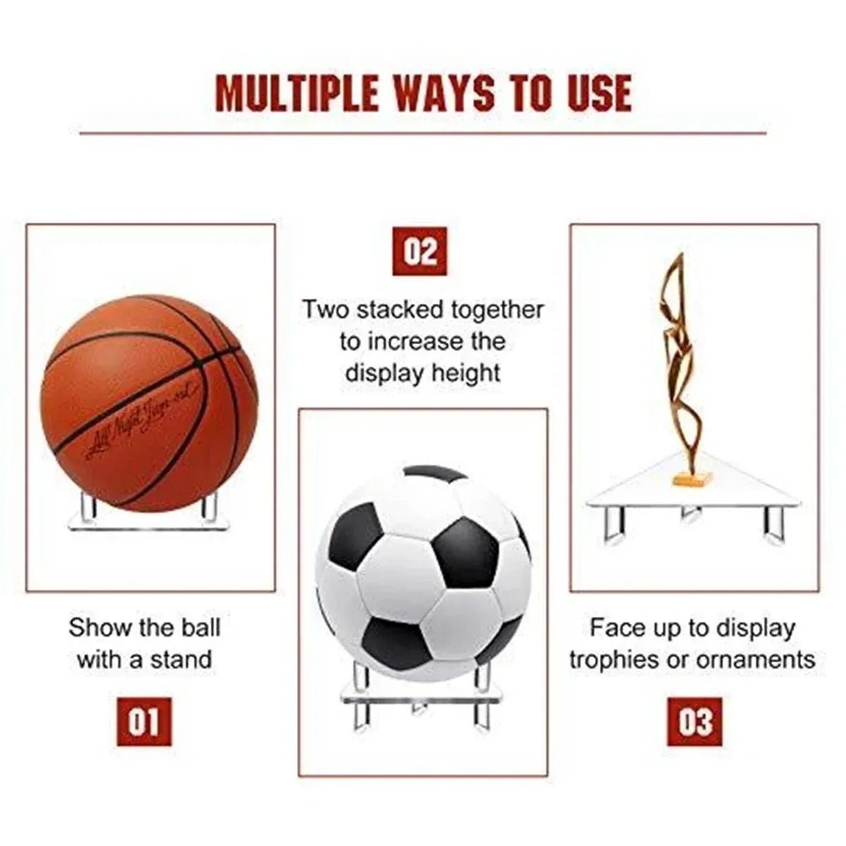 2PCS Ball Holder Organizer Storage Rack Acrylic for Basketball Soccer Volleyball
