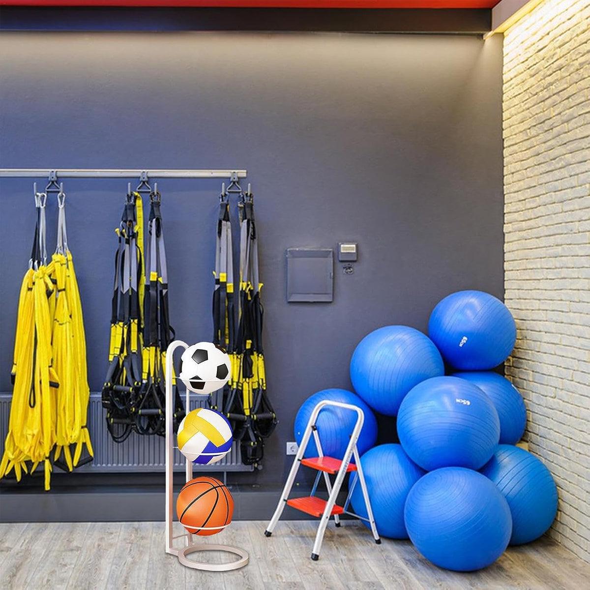 3/4Tier Basketball Stand Ball Organizer Storage Rack Basketball Equipment Holder - Black-4 Layers