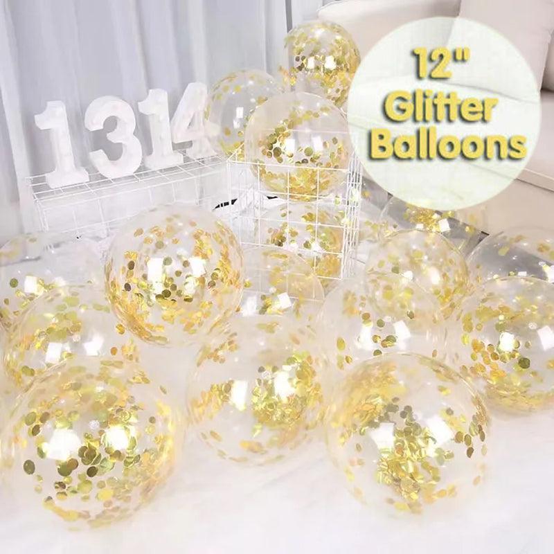 10/100X 30Cm Confetti Glitter Balloons for Party &amp; Wedding - 30cm Silver *10pcs