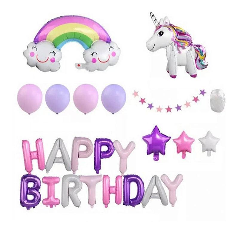 45-50 Pcs Happy Birthday 3D Unicorn Decoration Balloons Diy Decor Party Set - 02