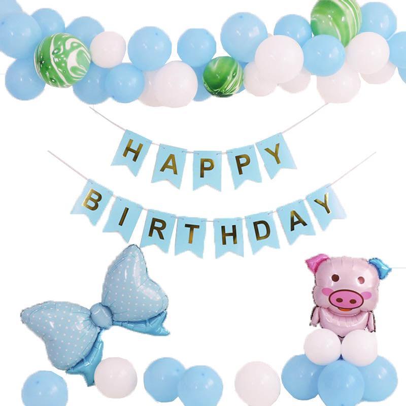 45-50 Pcs Happy Birthday 3D Unicorn Decoration Balloons Diy Decor Party Set - 03