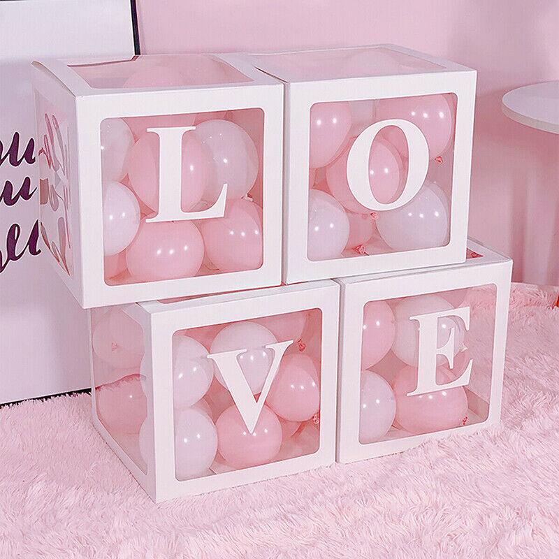 3/4pcs Transparent Balloon Box Set for First Birthday Party or Celebration Display - Love