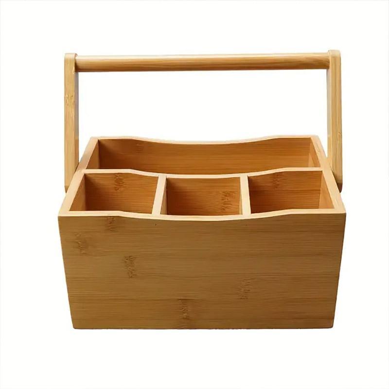 Portable Bamboo Storage Box Fruit Basket Organizer Multi Purpose Storage Basket