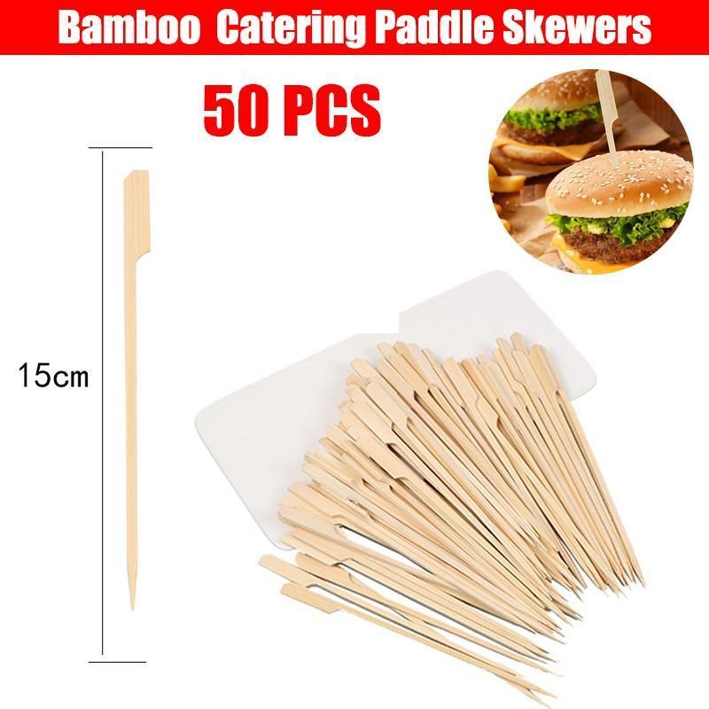 Bamboo Wooden Catering Paddle Skewers Disposable Finger Food Cocktail BBQ