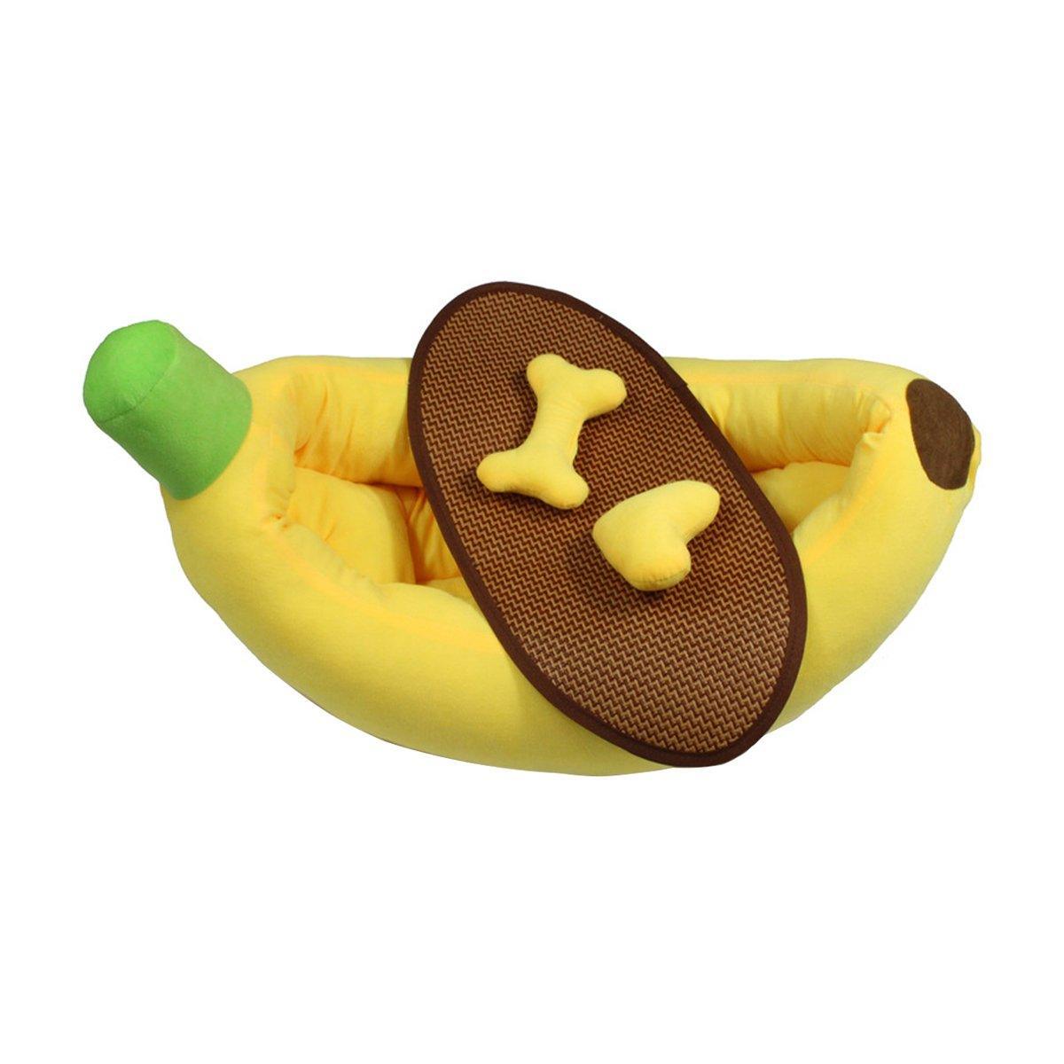 Cute Banana Shape Pet Bed Winter Warm Dog Cat Kennel Cozy Pet Cartoon Bed Mat - S