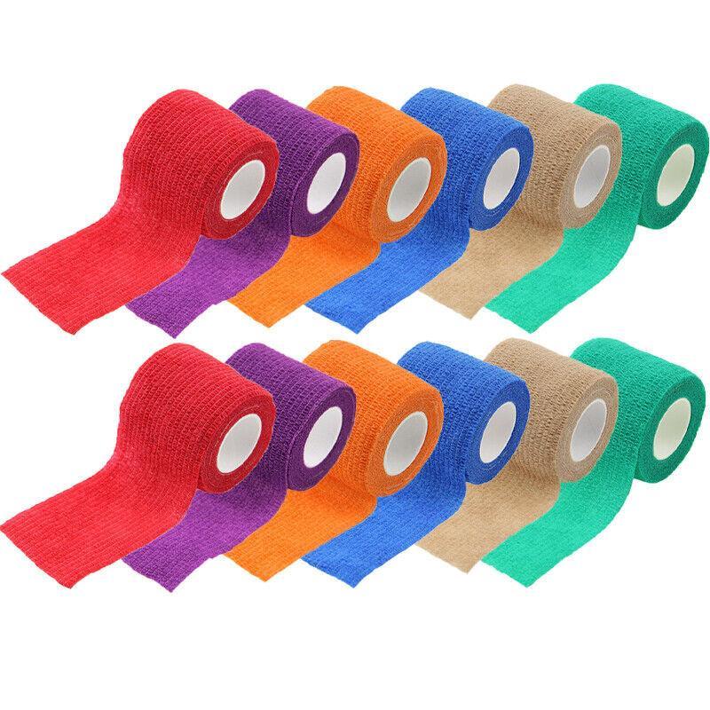 12× Multi-Size Self-Adhesive Cohesive Pet Bandage Wraps - 12PCS(5CM*4.5M)