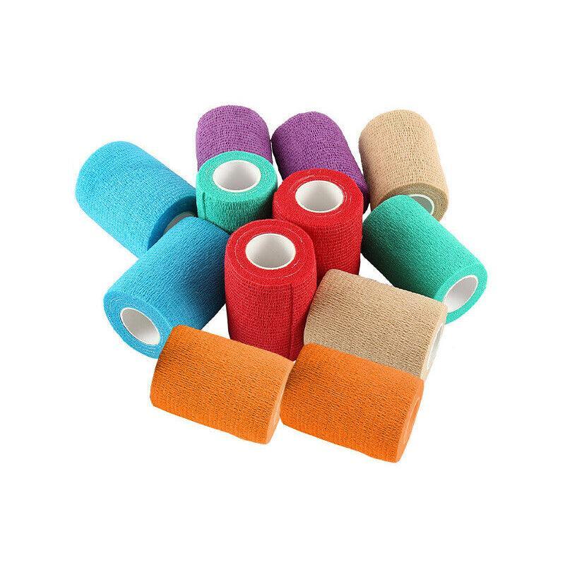 12× Multi-Size Self-Adhesive Cohesive Pet Bandage Wraps - 12PCS Black(5CM*4.5M)