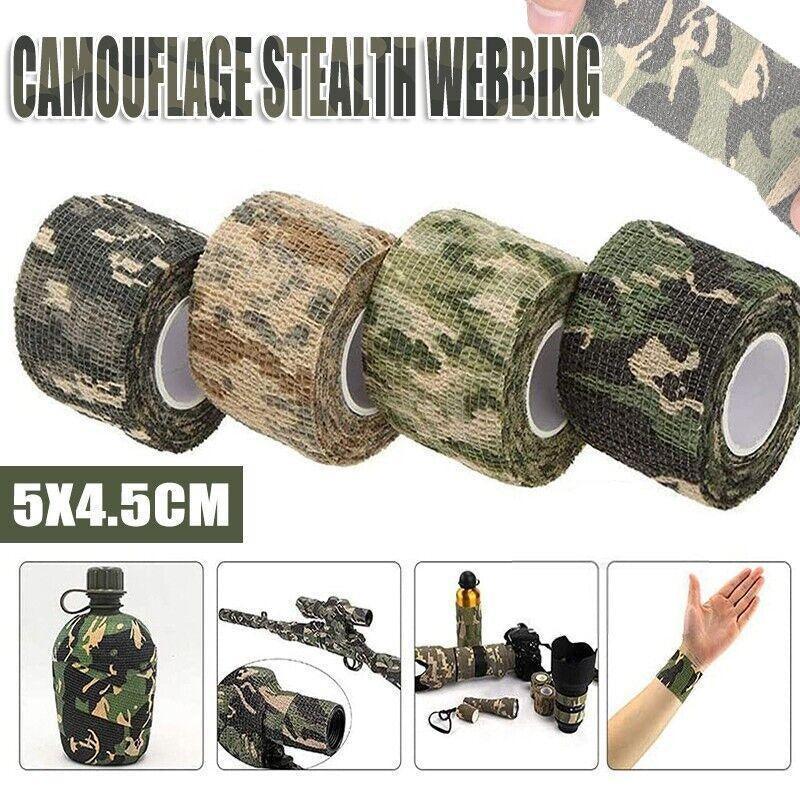4 Roll Tape Army Camo Wrap Rifle Gun Shooting Hunting Camouflage Stealth Webbing - Jungle Camouflage