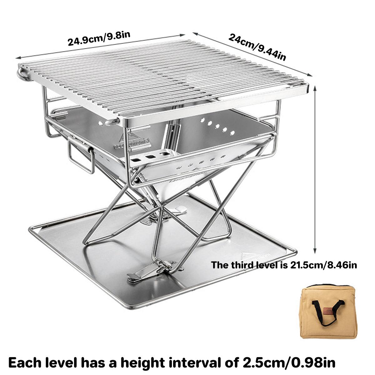 Camping Stainless Steel Collapsible Barbecue Grill Portable Outdoor BBQ Grill
