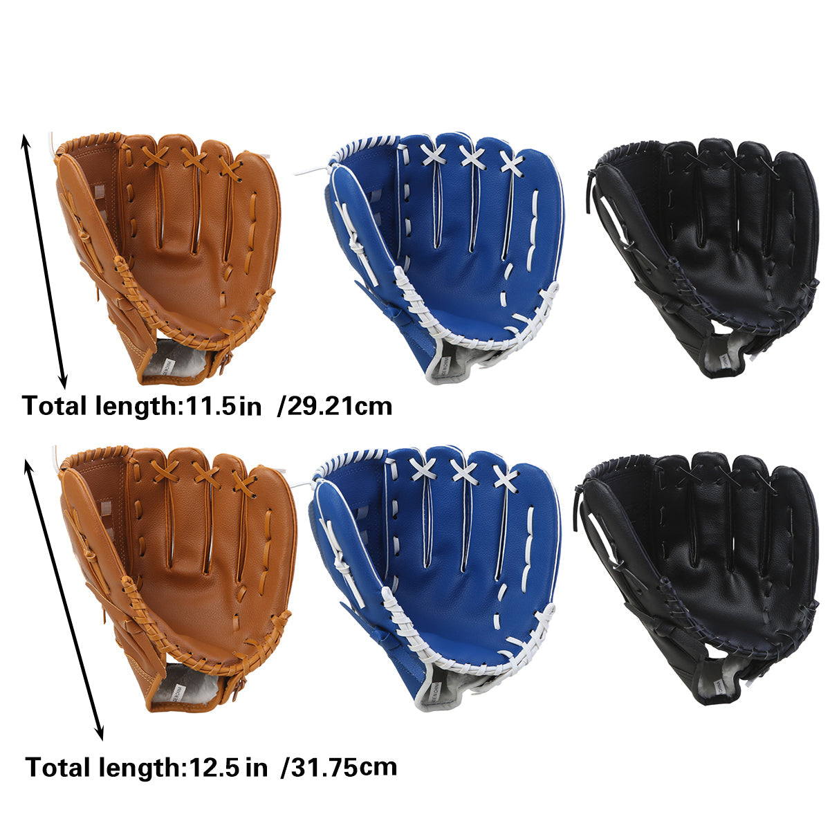 Baseball Glove Thickened Softball Glove Pitcher Mitt Sports Training Outdoor - Blue - 11.5in