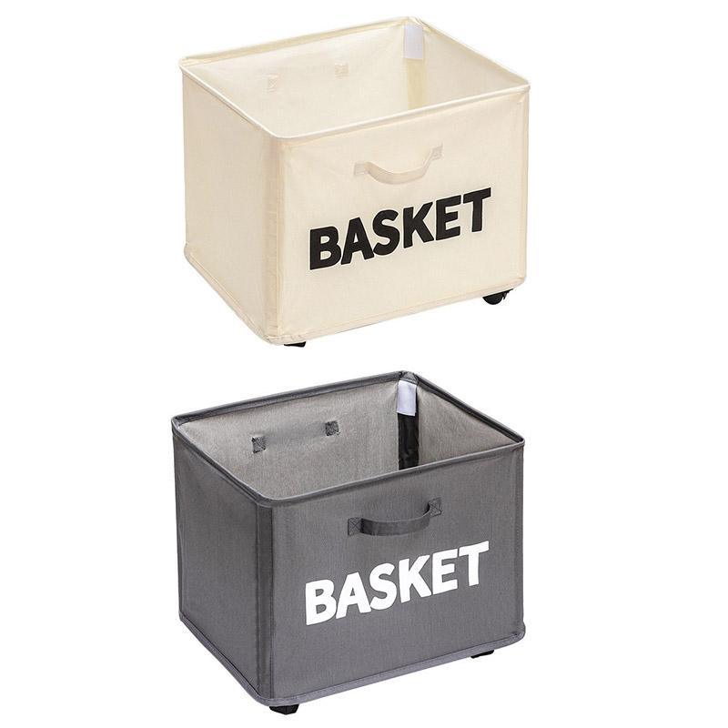 Rolling Storage Basket with Wheels for Under Desk or Shelf Organisation - Beige