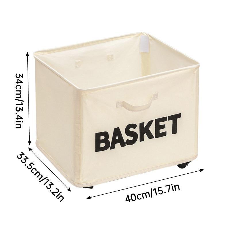 Rolling Storage Basket with Wheels for Under Desk or Shelf Organisation - Beige
