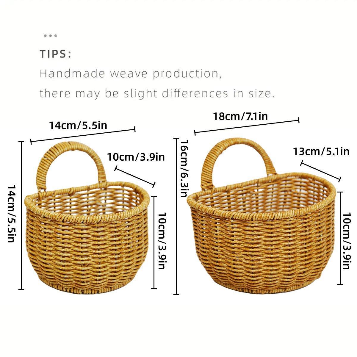 Imitation Rattan Woven Storage Basket Shelf Organizer Wash Rack for Home Decor - Large