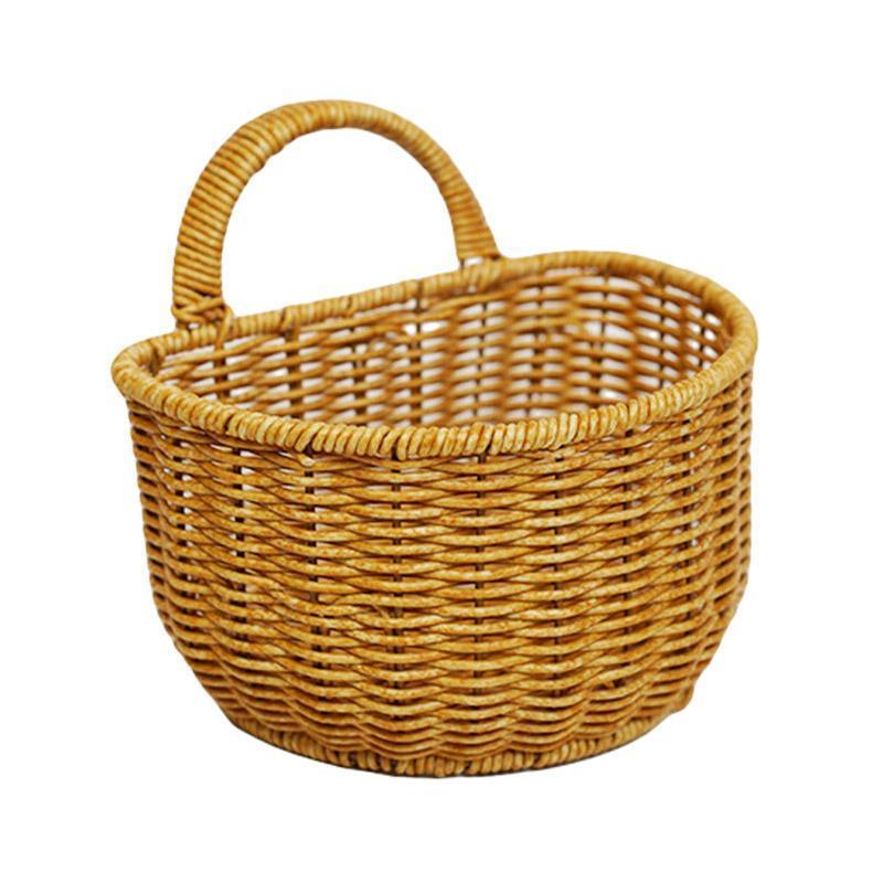 Imitation Rattan Woven Storage Basket Shelf Organizer Wash Rack for Home Decor - Large