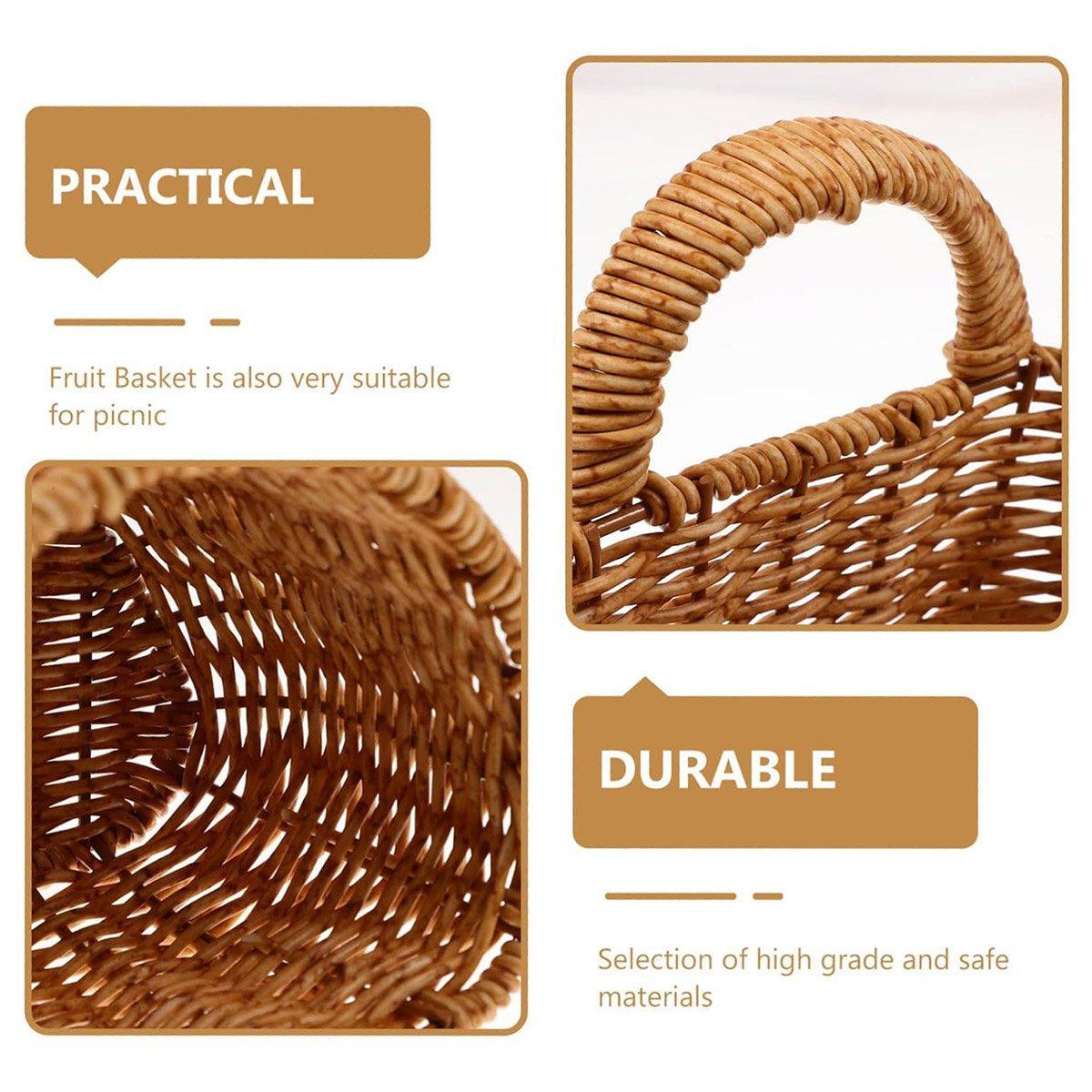 Imitation Rattan Woven Storage Basket Shelf Organizer Wash Rack for Home Decor - Small