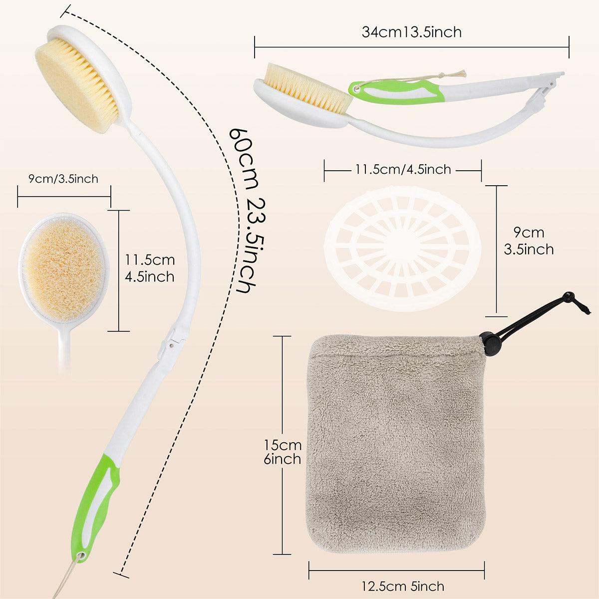 Back Bath Brush with Soft Bristles Curved Handle for Convenient Shower Scrubbing