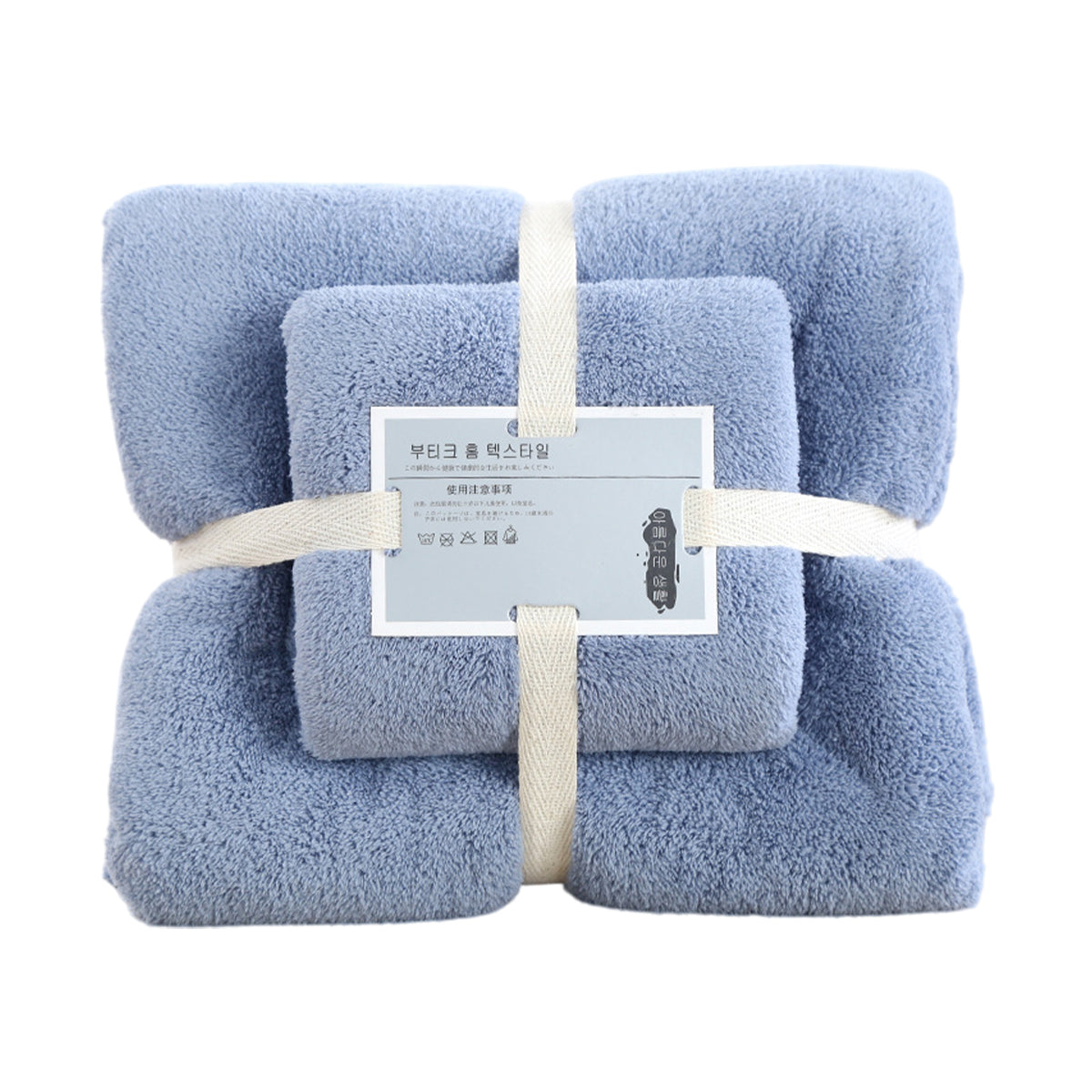 Coral Velvet Towel Set Bath Towels Soft Absorbent Quick Dry Face Hand Cloth Home - Blue