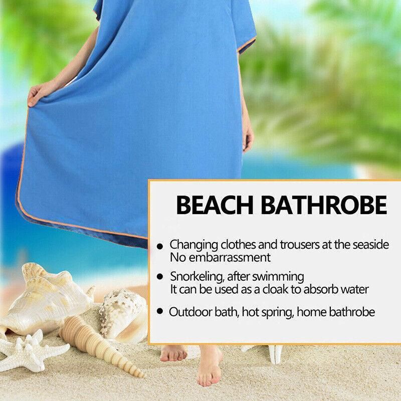 Adult Changing Robe Towel Bath Hooded Quick Dry Beach Towel Poncho Bathrobe Au