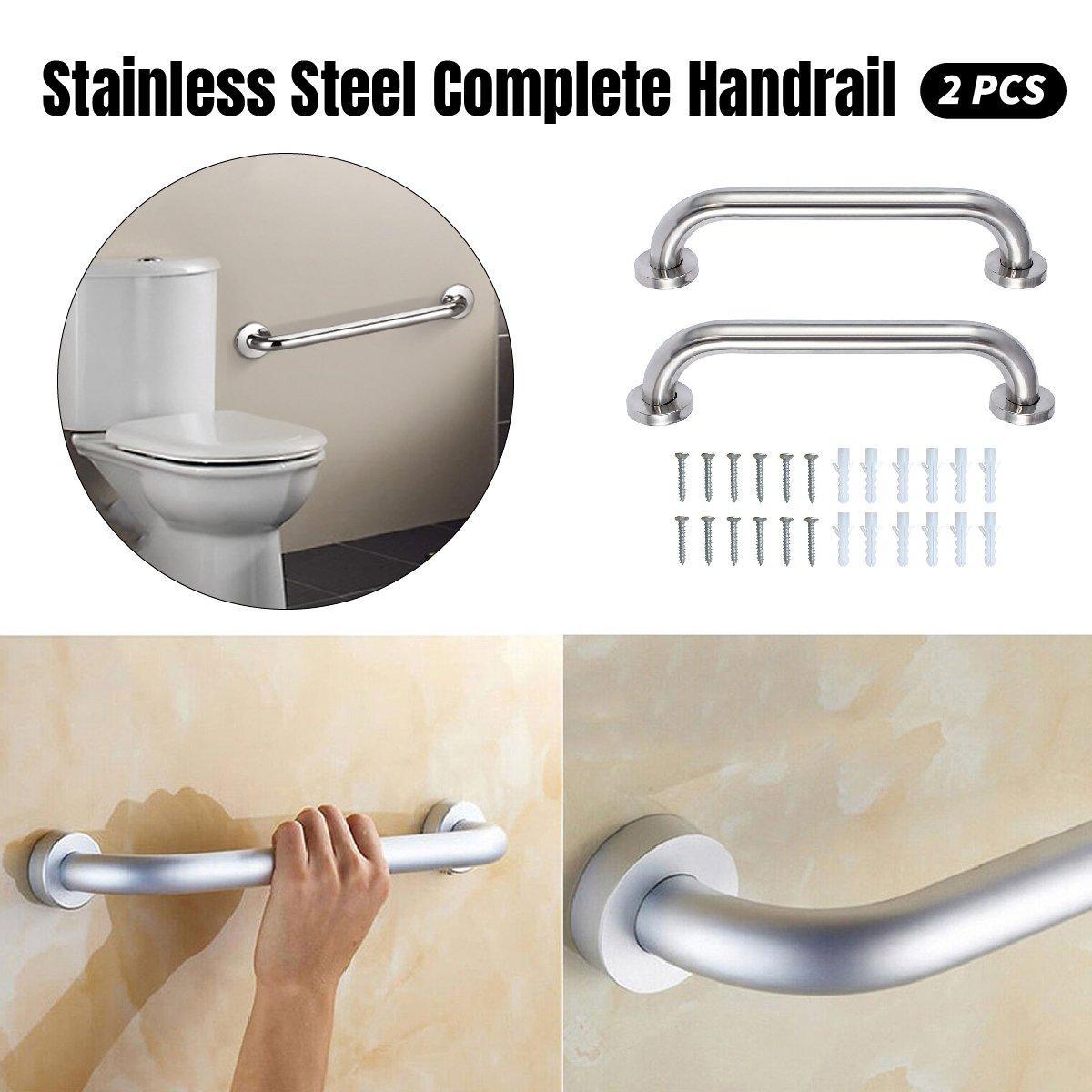 2X Stainless Steel Bathroom Shower Grab Bar Handrail Wall Support Handle