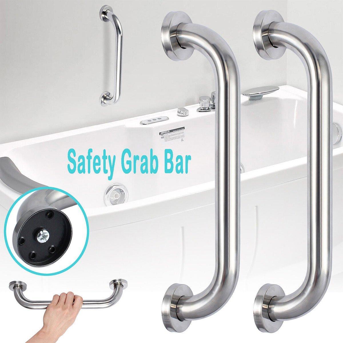 2X Stainless Steel Bathroom Shower Grab Bar Handrail Wall Support Handle
