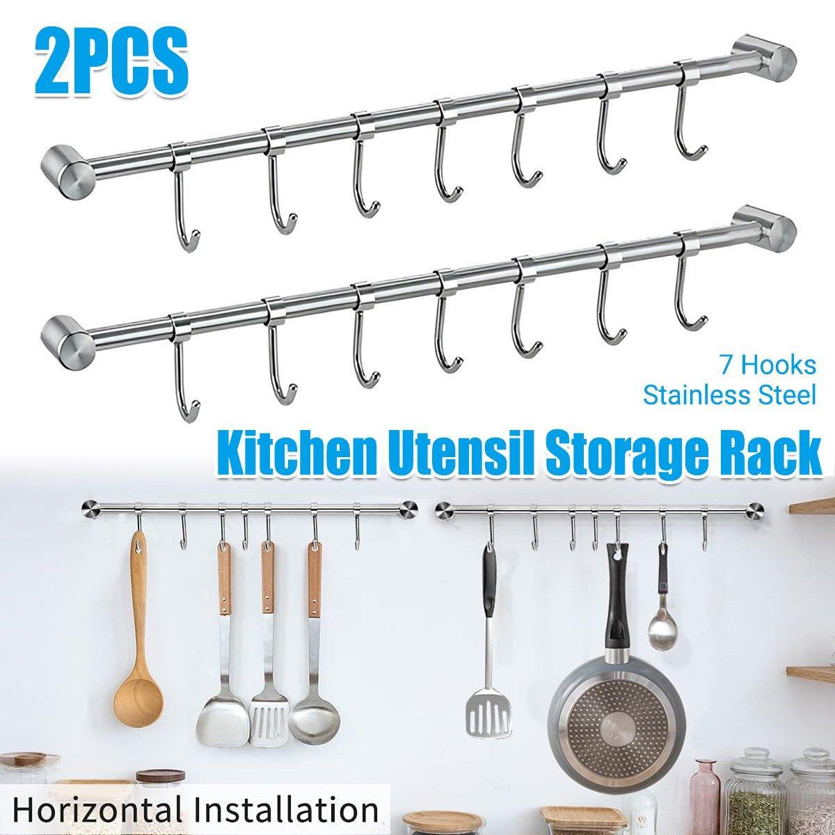 2PCS 304 Stainless Steel Bathroom Towel Hook Wall Mounted Clothes Kitchen Hanger