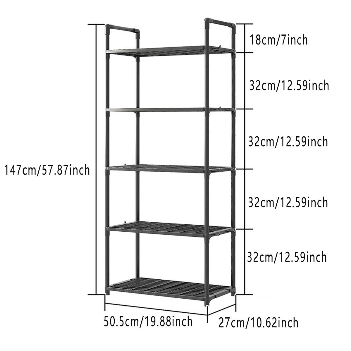 5Tiers Pot Storage Rack Pan Stand Saucepan Holder Cookware Organizer for Kitchen - White