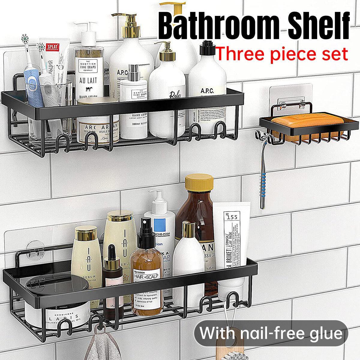 Perforation Free Bathroom Shelf Space Saving Storage Rack Organizer for Home Use
