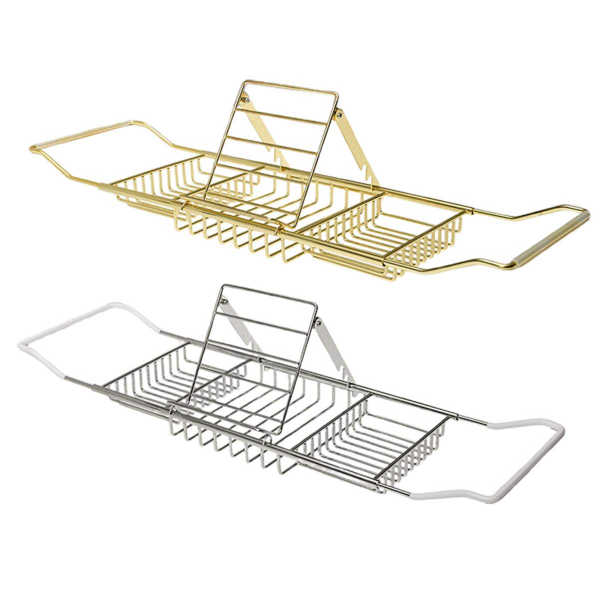 Bathtub Rack Bathroom Storage Shelf Telescopic Adjustable Organiser Tray Home - Silver