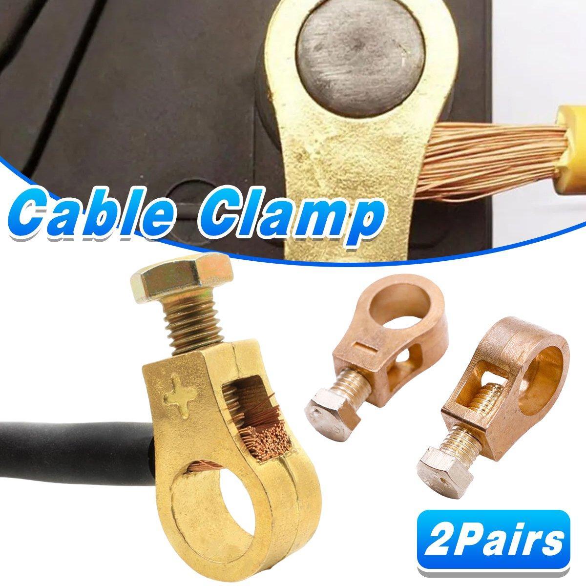 2 Pairs Cable Clamp Battery Clips Car Positive Negative Pure Copper Terminals