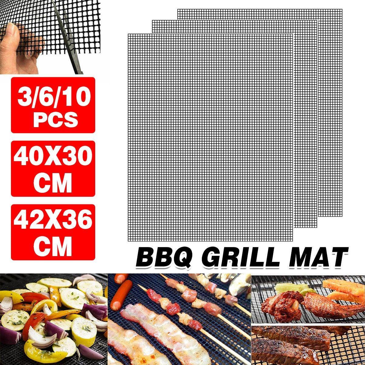 3/6/10PCS Non-Stick BBQ Grill Mat Mesh Liner Cooking Barbecue Sheet Baking Pad - 40X30cm-3PCS