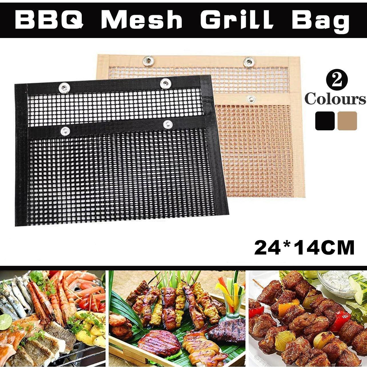 24x14CM BBQ Grilling Mesh Reusable Bag Outdoor Camping Barbecue Grill Mats Cooking Pads - Copper