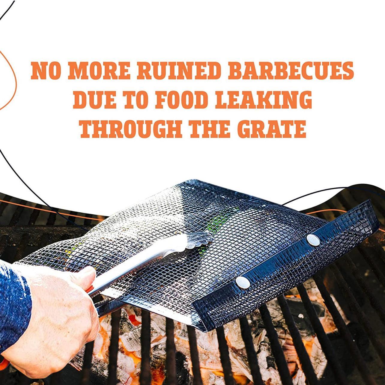 BBQ Mesh Grill Bag 27x22cm Non Stick Reusable Barbecue Grilling Basket Net - Copper