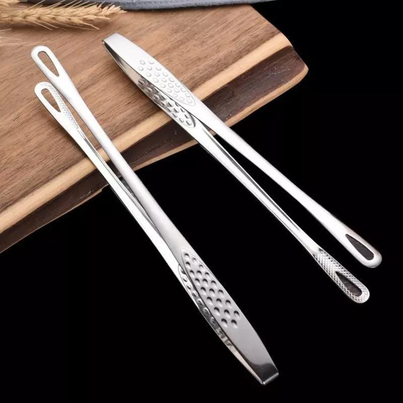24/28Cm Stainless Steel Kitchen Grill Straight Tweezers Bbq Food Tongs Tools - 24CM