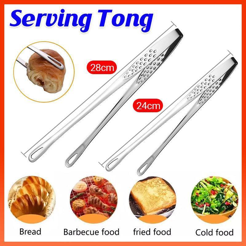 24/28Cm Stainless Steel Kitchen Grill Straight Tweezers Bbq Food Tongs Tools - 24CM