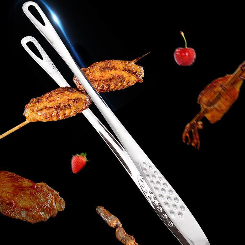 24/28Cm Stainless Steel Kitchen Grill Straight Tweezers Bbq Food Tongs Tools - 24CM