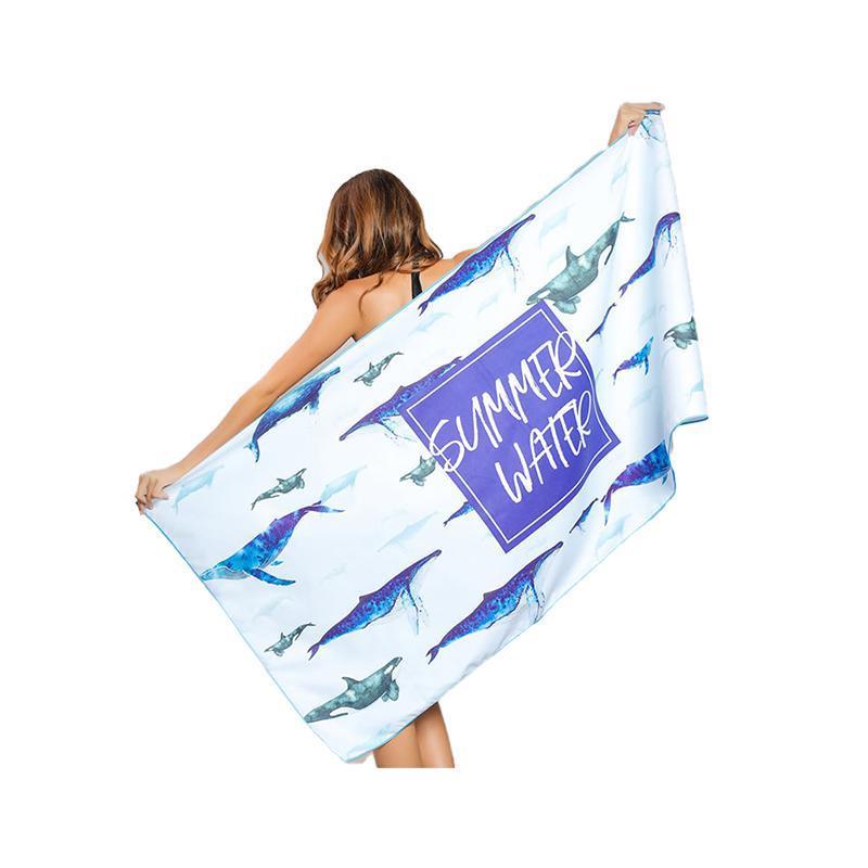 Sand Free XL Beach Towel + Bag Quick Dry Microfibre Compact Light Swimming - Grystal Green Leaf