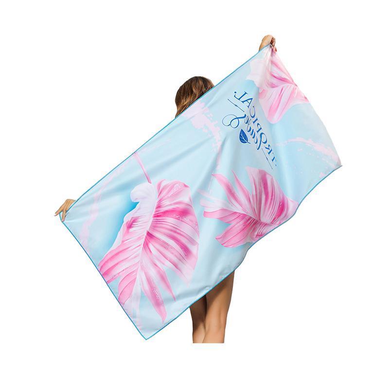Sand Free XL Beach Towel + Bag Quick Dry Microfibre Compact Light Swimming - Stripe flamingo