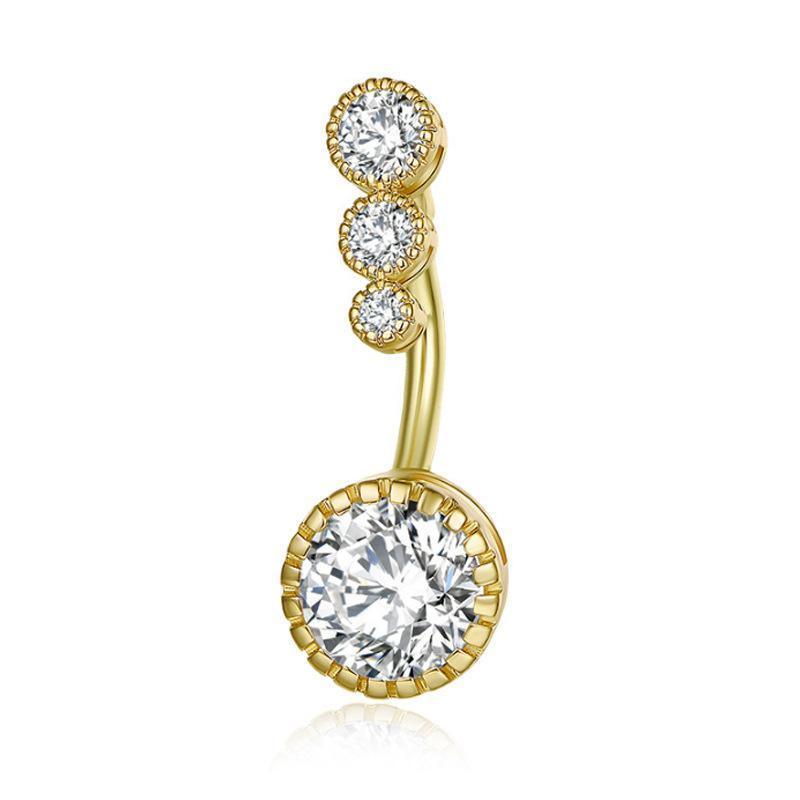 Belly Button Rings Bar Navel Steel Copper Zirconia Piercing Body Piercing - Gold