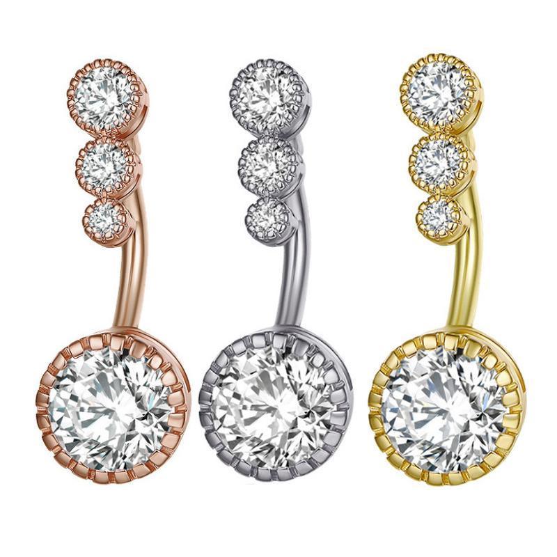 Belly Button Rings Bar Navel Steel Copper Zirconia Piercing Body Piercing - Rose Gold