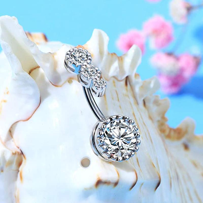 Belly Button Rings Bar Navel Steel Copper Zirconia Piercing Body Piercing - Rose Gold