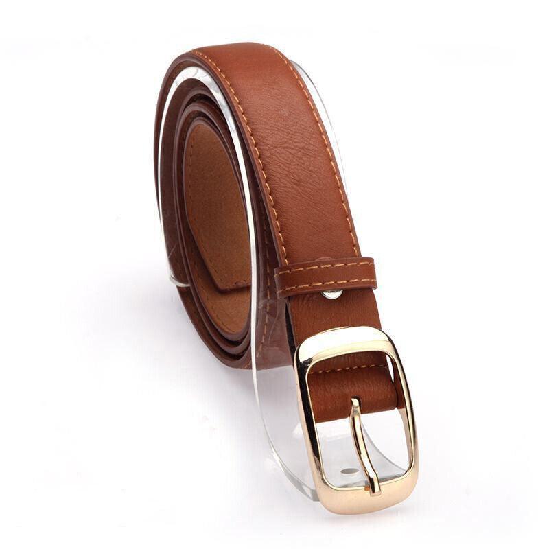Ladies Leather Belt Classic Buckle Fashion Waist Strap for Jeans Dresses Casual - Black